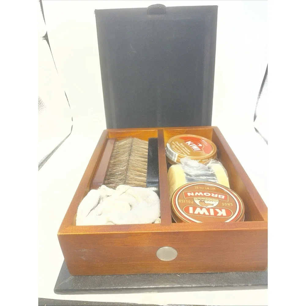Vintage High-End Executive Shoe Shine Valet Box w/Accessories